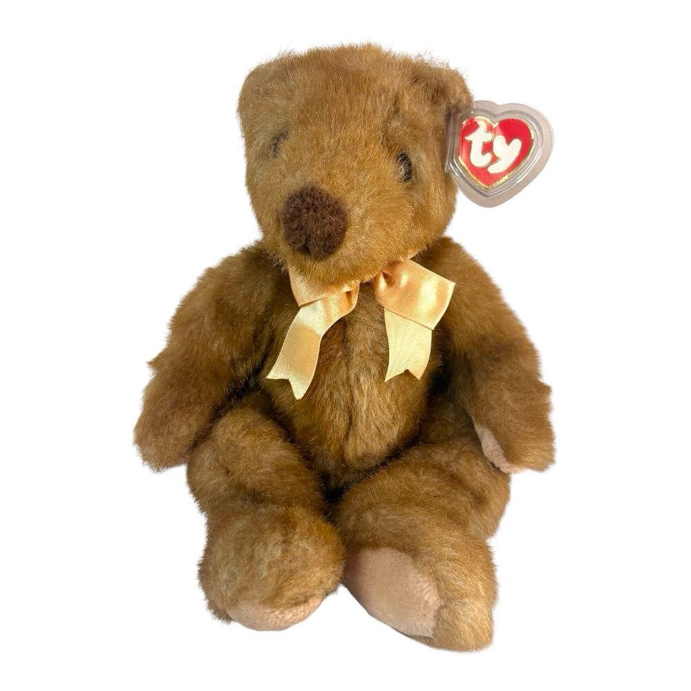 Vintage Ty Plush Classic 1996 "Baby Ginger" 14” Stuffed Brown Teddy Bear 3rd Gen